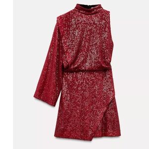ZARA ASYMMETRIC MINI SEQUIN DRESS SIZE SMALL NWT‼️
